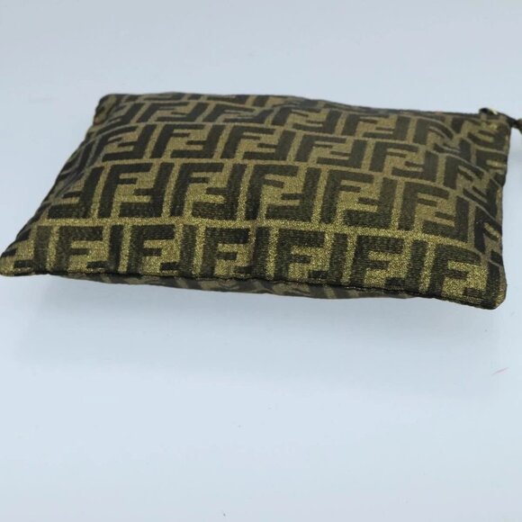 FENDI Zucca Canvas Pouch Gold Auth 102385 - Picture 7 of 15